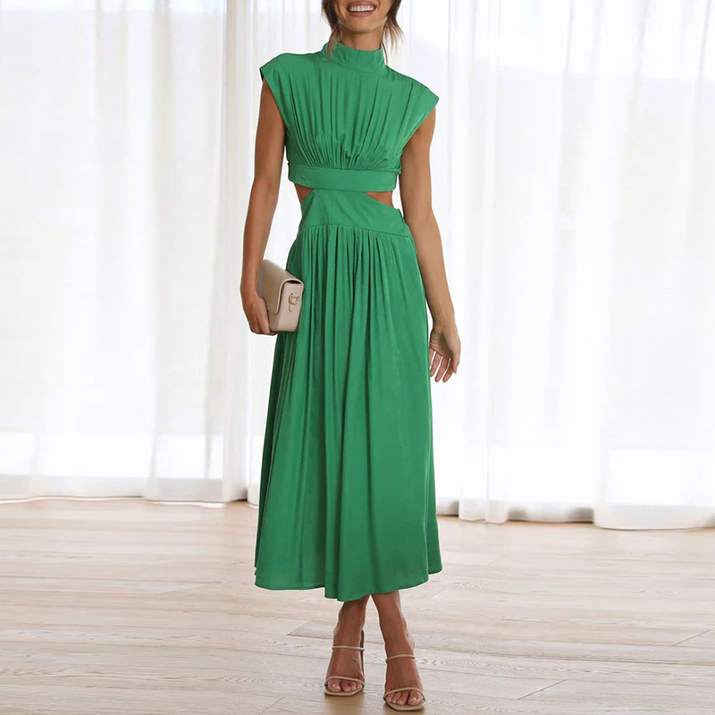 Variant image for Damen Kleid Gestreift Ärmellos Baumwolle Sommer Elegant-5