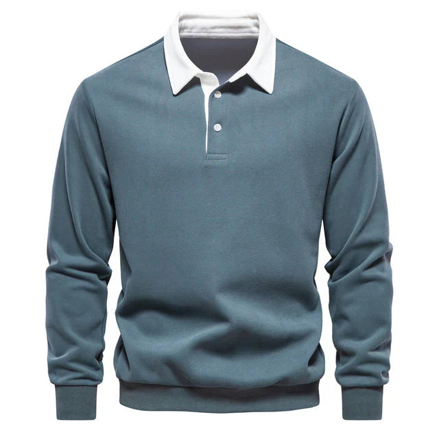 Variant image for Herren Langarm Poloshirt Klassischer Kragen 100% Baumwolle-22
