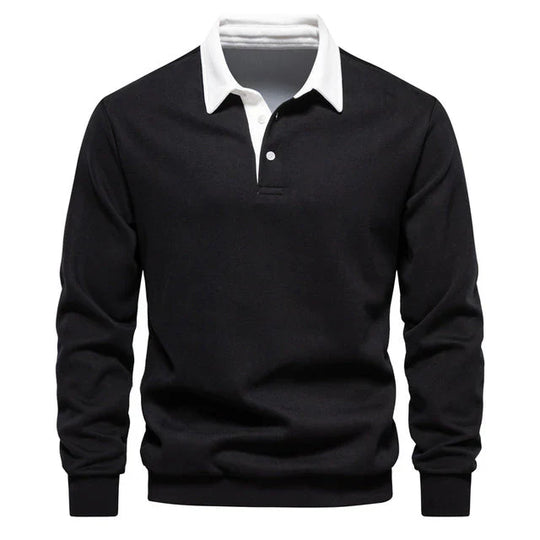Variant image for Herren Langarm Poloshirt Klassischer Kragen 100% Baumwolle-14