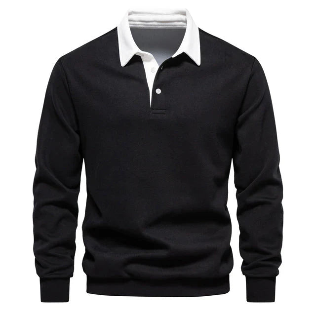 Variant image for Herren Langarm Poloshirt Klassischer Kragen 100% Baumwolle-14
