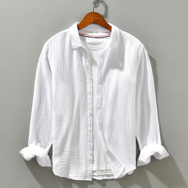 Herren Hemden Langarm Baumwolle Bequem Casual Stil 4