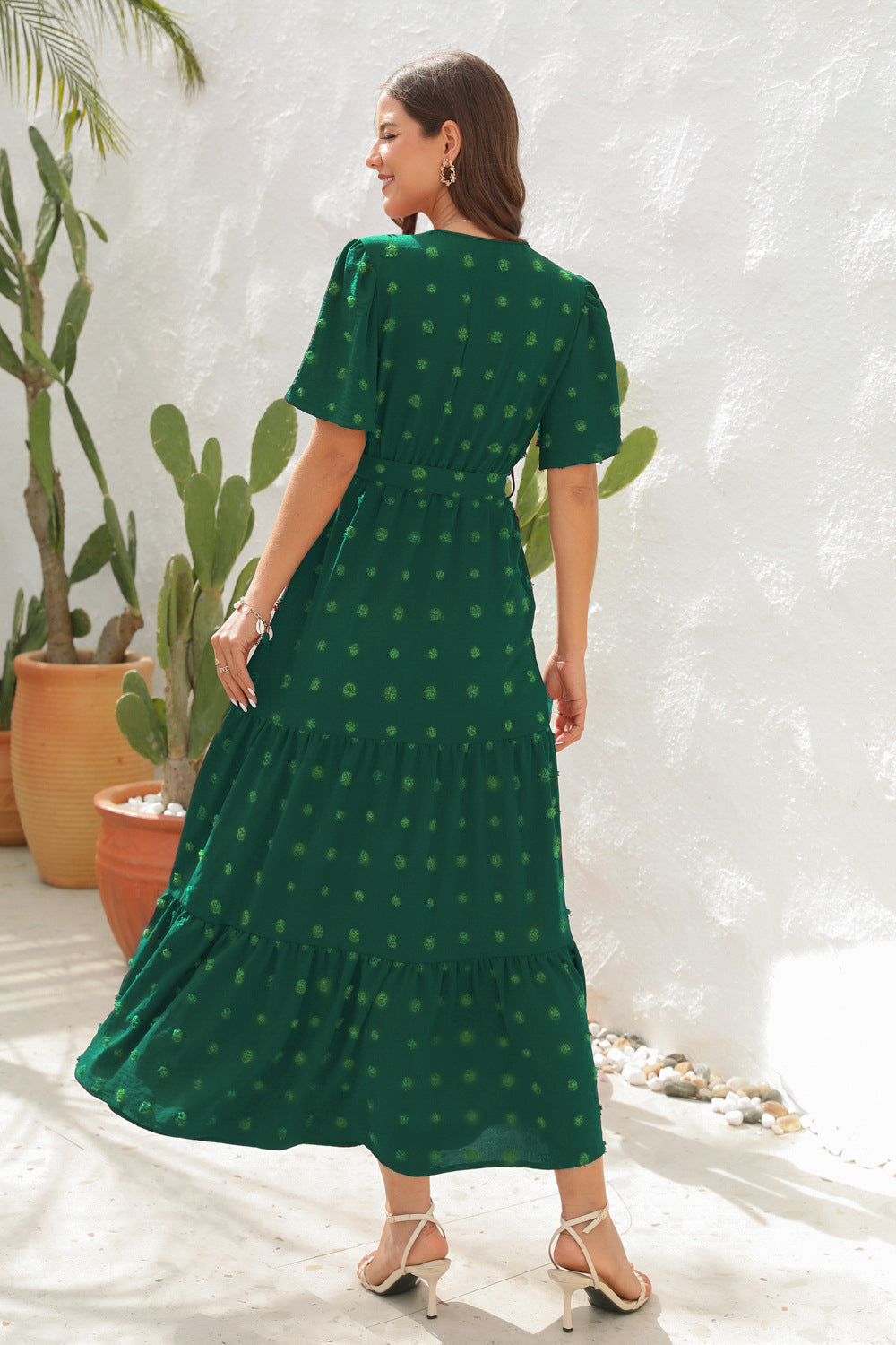Damen Midi Kleid Groovy Baumwolle Sommerkleid für Elegante Anlässe-3