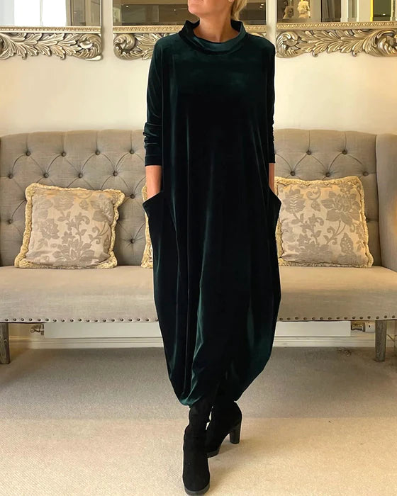 Damen Winterkleid Festlich Elegante Silhouette Aus Warmem Stoff-1