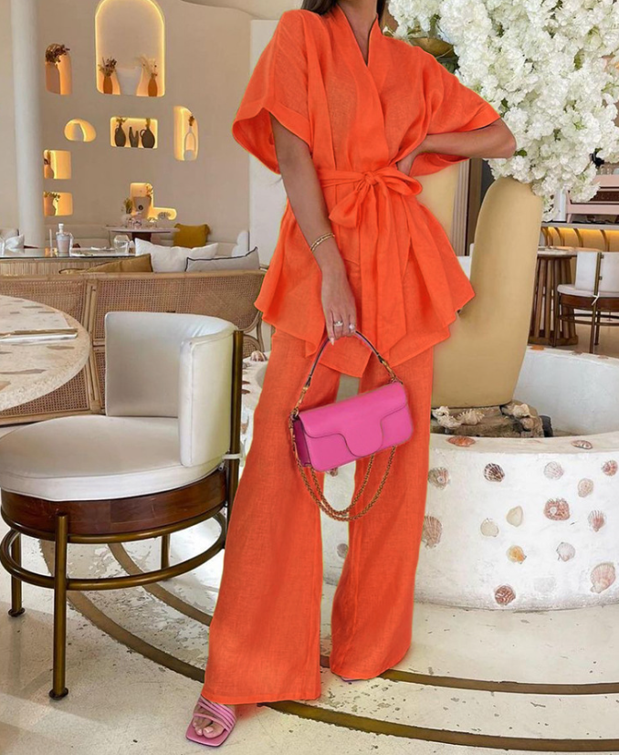 Variant image for Damen Set Leinen Stylisch Bequem für Sommer-6