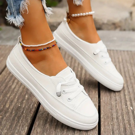 Damen Freizeitschuhe Flach Komfortabel Kunstleder 3