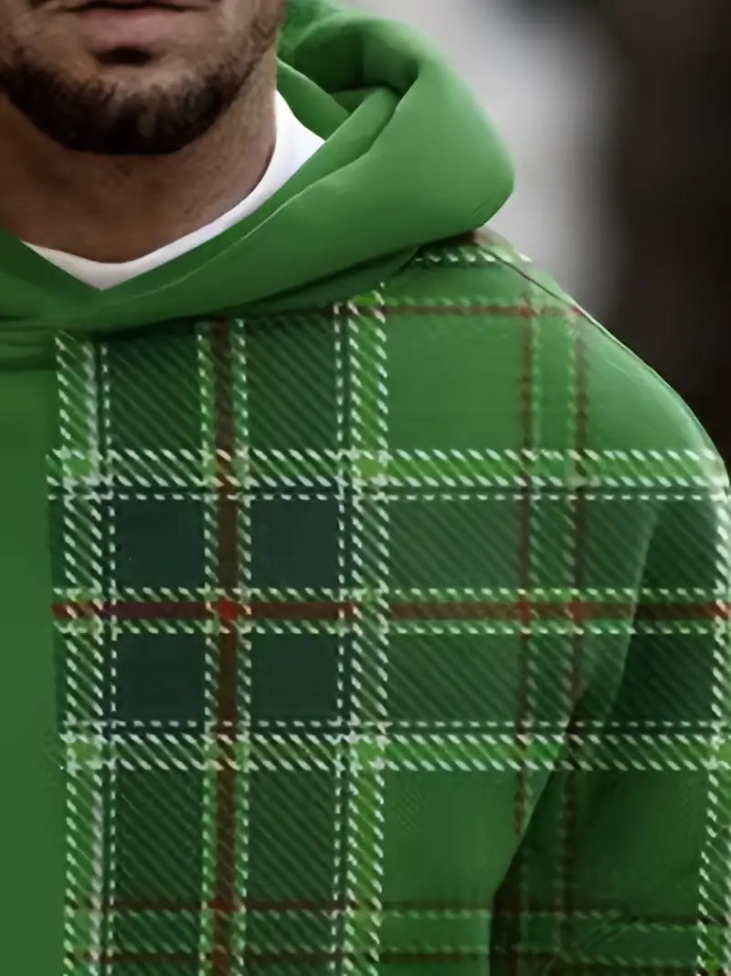 Herren Kapuzenpullover Kariert Baumwolle Lässiger Stil-3