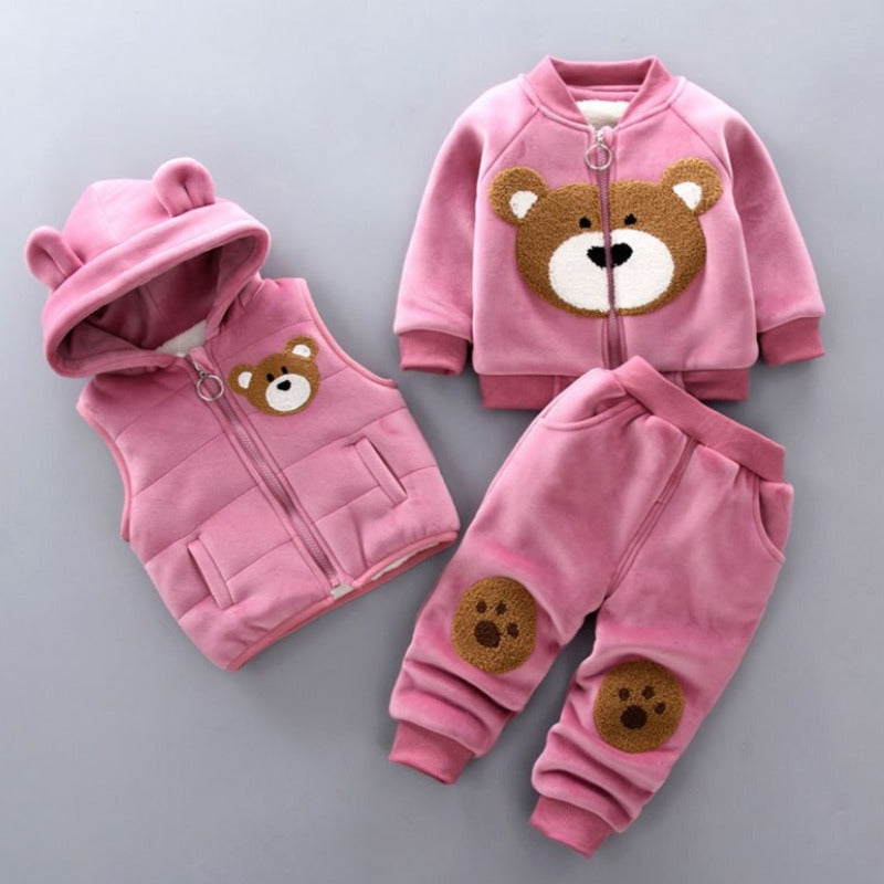 3-teiliges Set für Kleinkinder – Weiche Sweatshirt, Hose und Kapuzenjacke 2