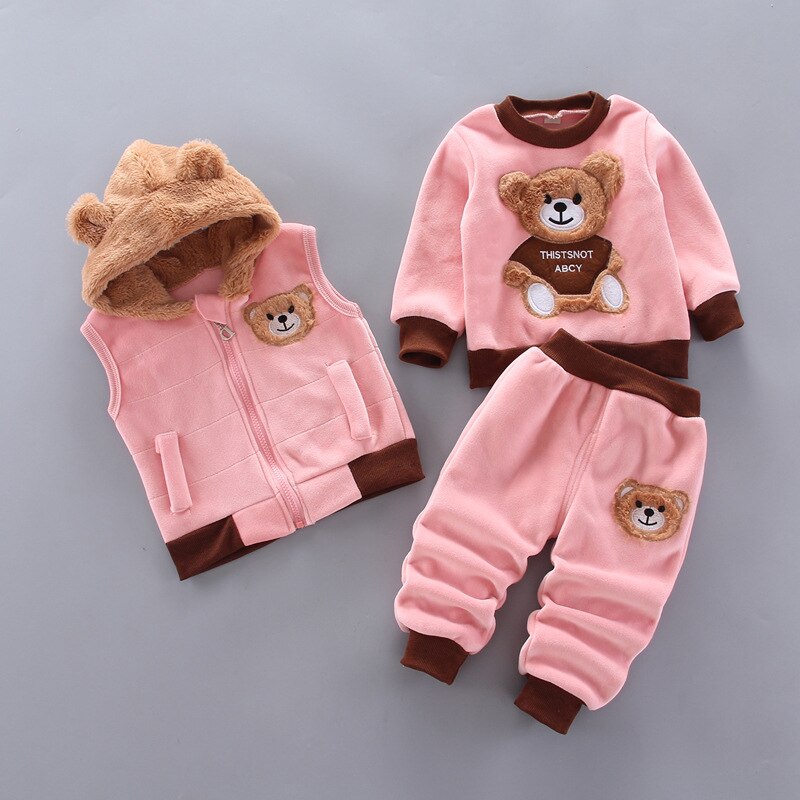 3-teiliges Set für Kleinkinder – Weiche Sweatshirt, Hose und Kapuzenjacke 3