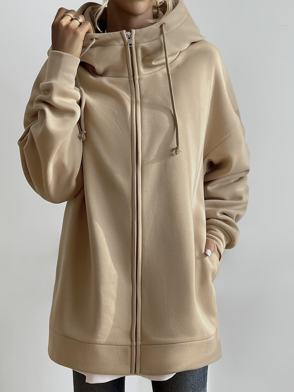 Variant image for Damen Sport Hoodie Lässig mit Reißverschluss Baumwolle-17