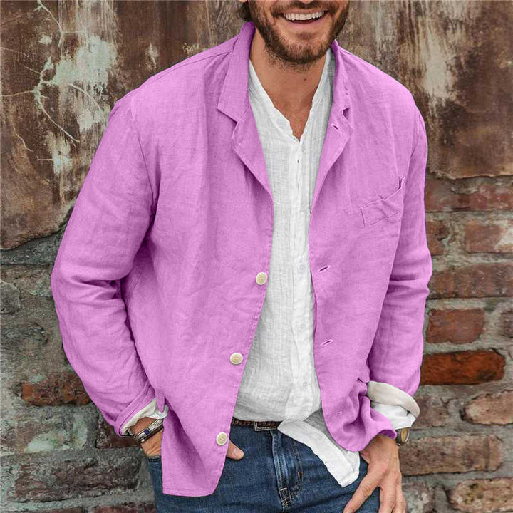 Herren Jacke Casual Leinen Leicht Atmungsaktiv für Frühling und Sommer