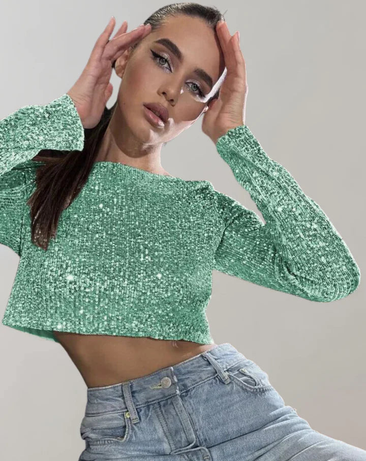 Variant image for Damen Crop Top Funkelnd Glamourös Aus Hochwertigem Material-25