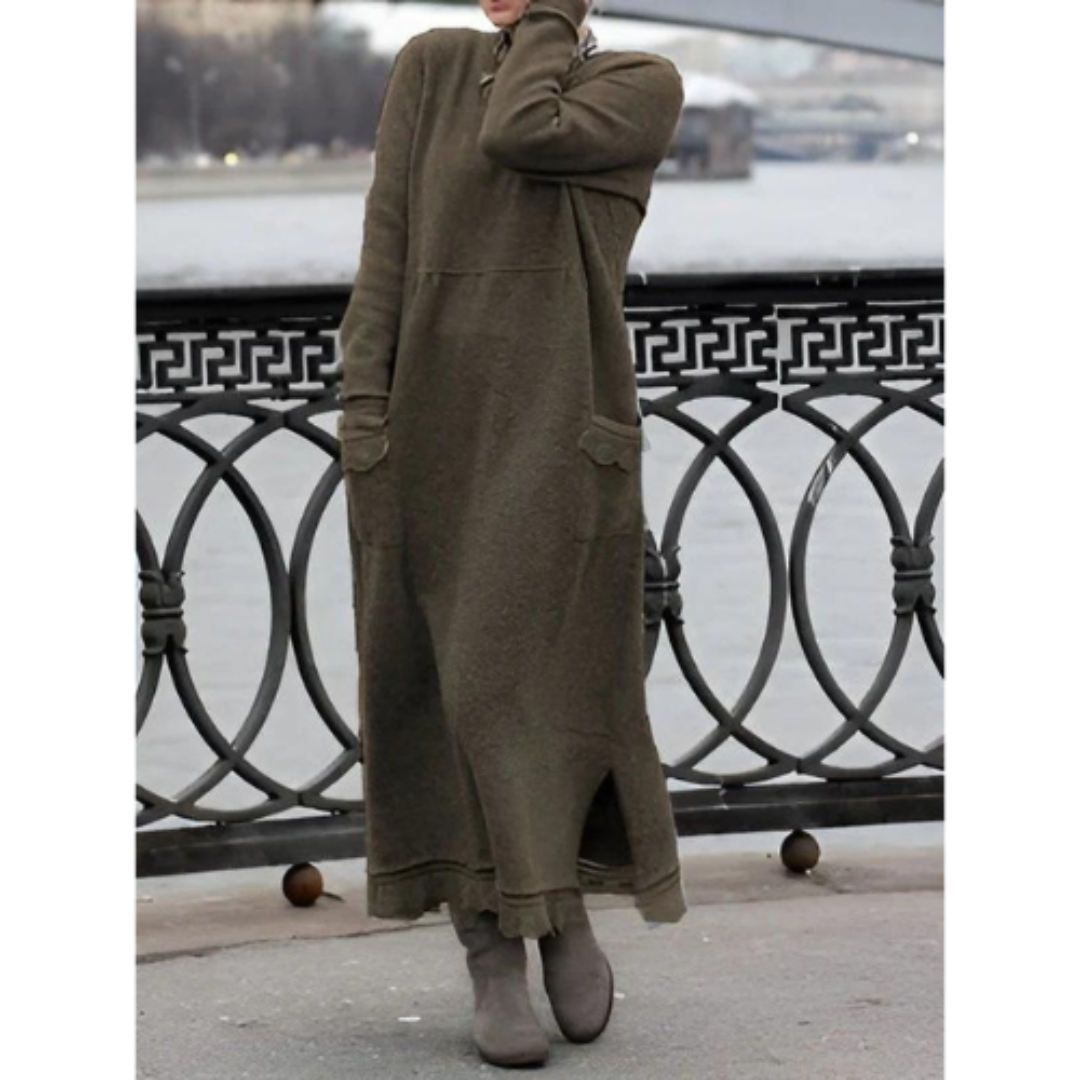 Variant image for Damen Maxi Kleid Elegantes Design Bequem Warmer Stoff-22