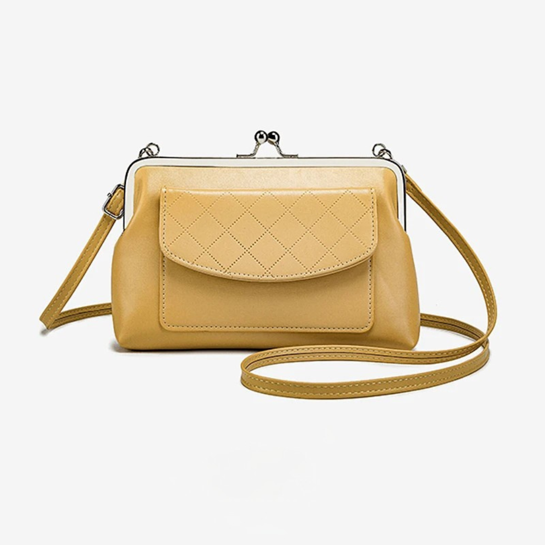 Damen Handtasche Kompakt Kunstleder mit Lippenverschluss 2