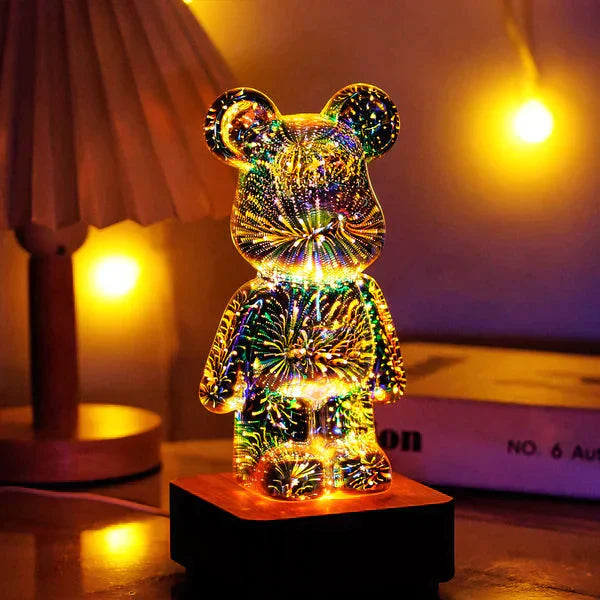 Nachtlicht Kinder Bunt 3D Feuerwerkseffekt LED Teddybär Kunststoff 20 cm-1