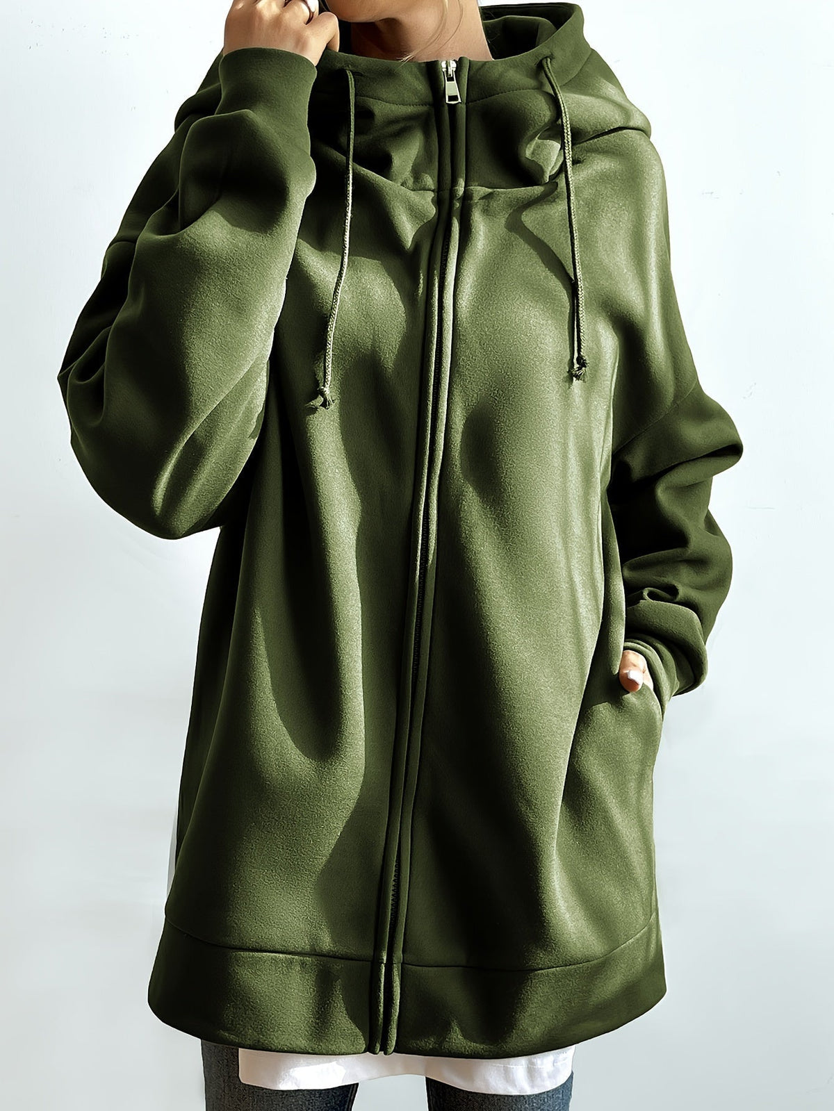 Variant image for Damen Sport Hoodie Lässig mit Reißverschluss Baumwolle-9