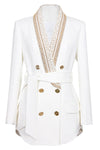 Variant image for Damen Blazer Weiß Elegant mit Goldperlen Tailliert Polyester-1