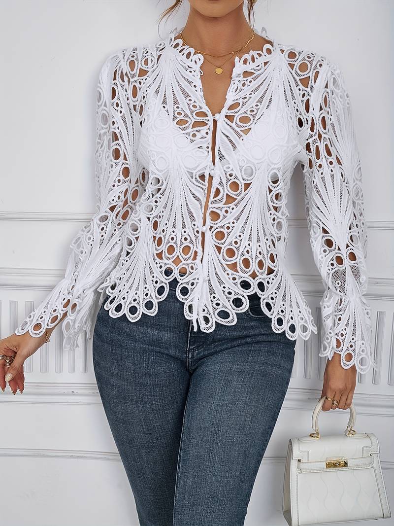 Variant image for Damen Bluse Asymmetrisch mit Cut-Outs, Elegante Blusen für Festliche Anlässe, Hochwertiger Stoff-1
