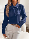 Variant image for Damen Bluse Schwarz Elegant Silkelook Klassisch für Festliche Anlässe-9