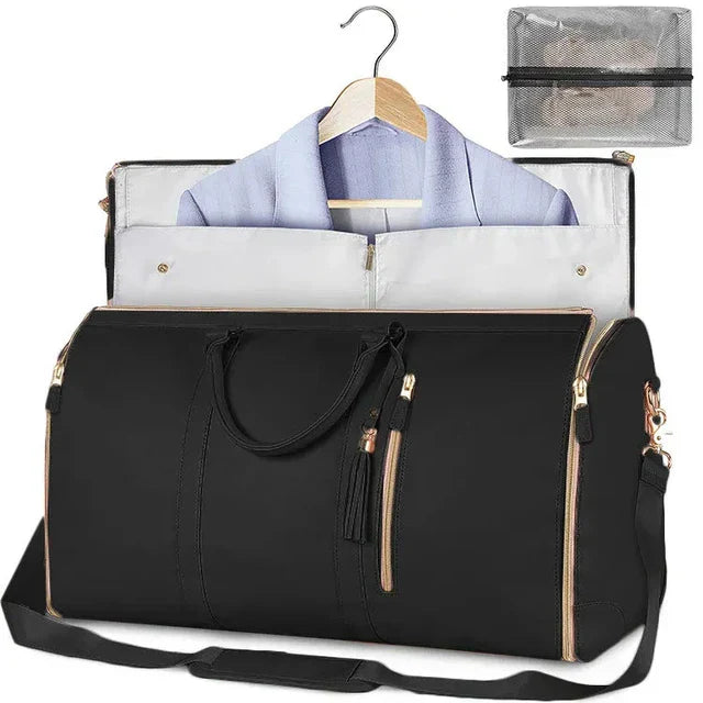 Variant image for Reisetasche Damen Schwarz Faltbar PU-Leder Weekender Tasche-5