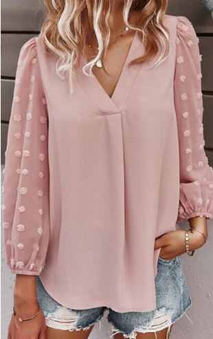 Damen Top Langarm Gekerbter Ausschnitt Hochwertiger Stoff Festliche Oberteile