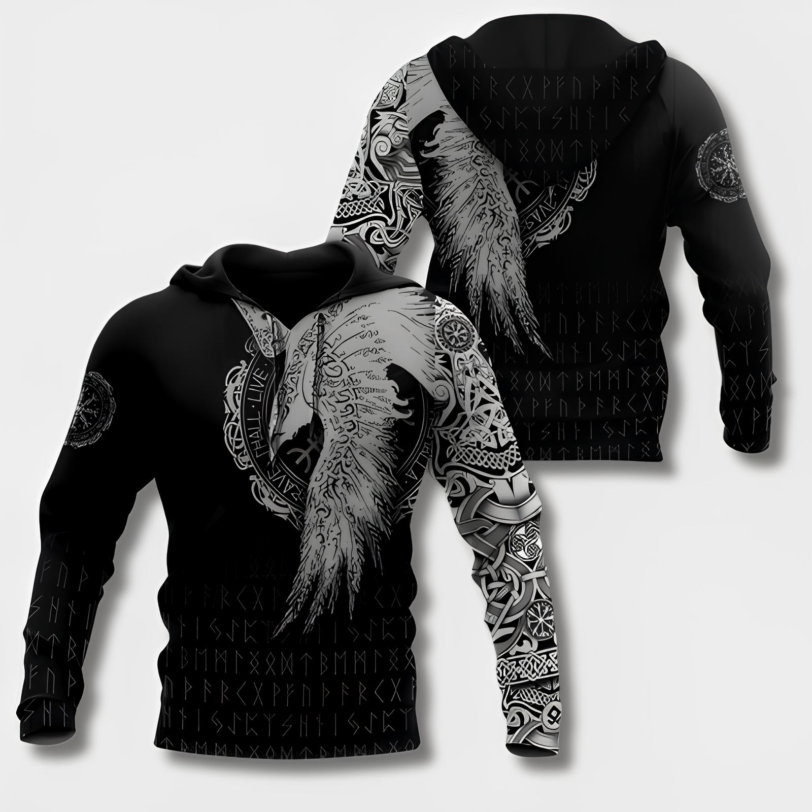 Variant image for Herren Kapuzenpullover Wikinger Stil Bequem Baumwollmischung-25