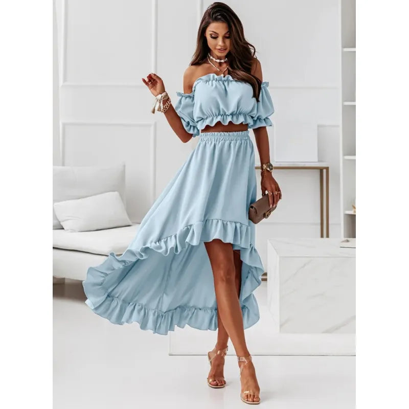 Variant image for Damen Maxikleid Rüschen Stil Leichtes Material für Sommer Veranstaltungen-17