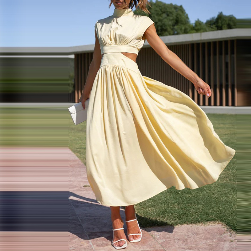 Variant image for Damen Kleid Gestreift Ärmellos Baumwolle Sommer Elegant-13
