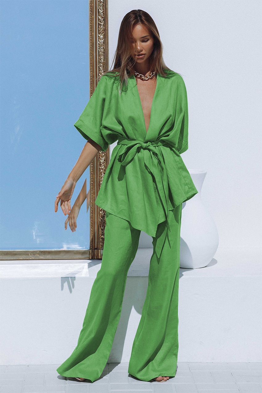 Variant image for Damen Set Leinen Stylisch Bequem für Sommer-1