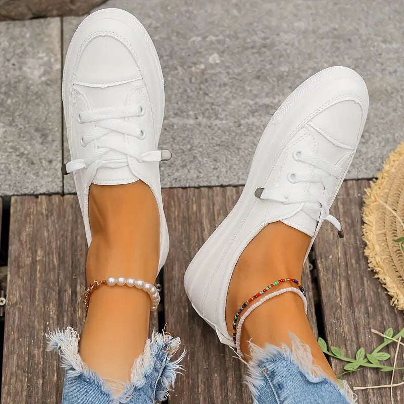 Damen Freizeitschuhe Flach Komfortabel Kunstleder 2