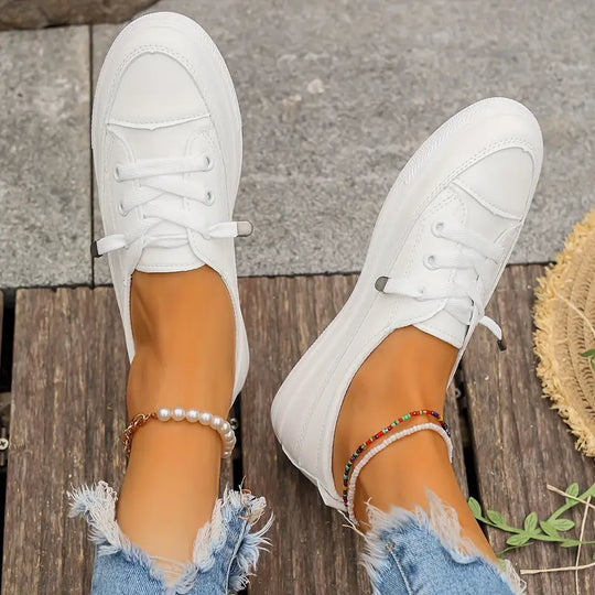 Damen Freizeitschuhe Flach Atmungsaktiv Kunstleder Komfortabel 2