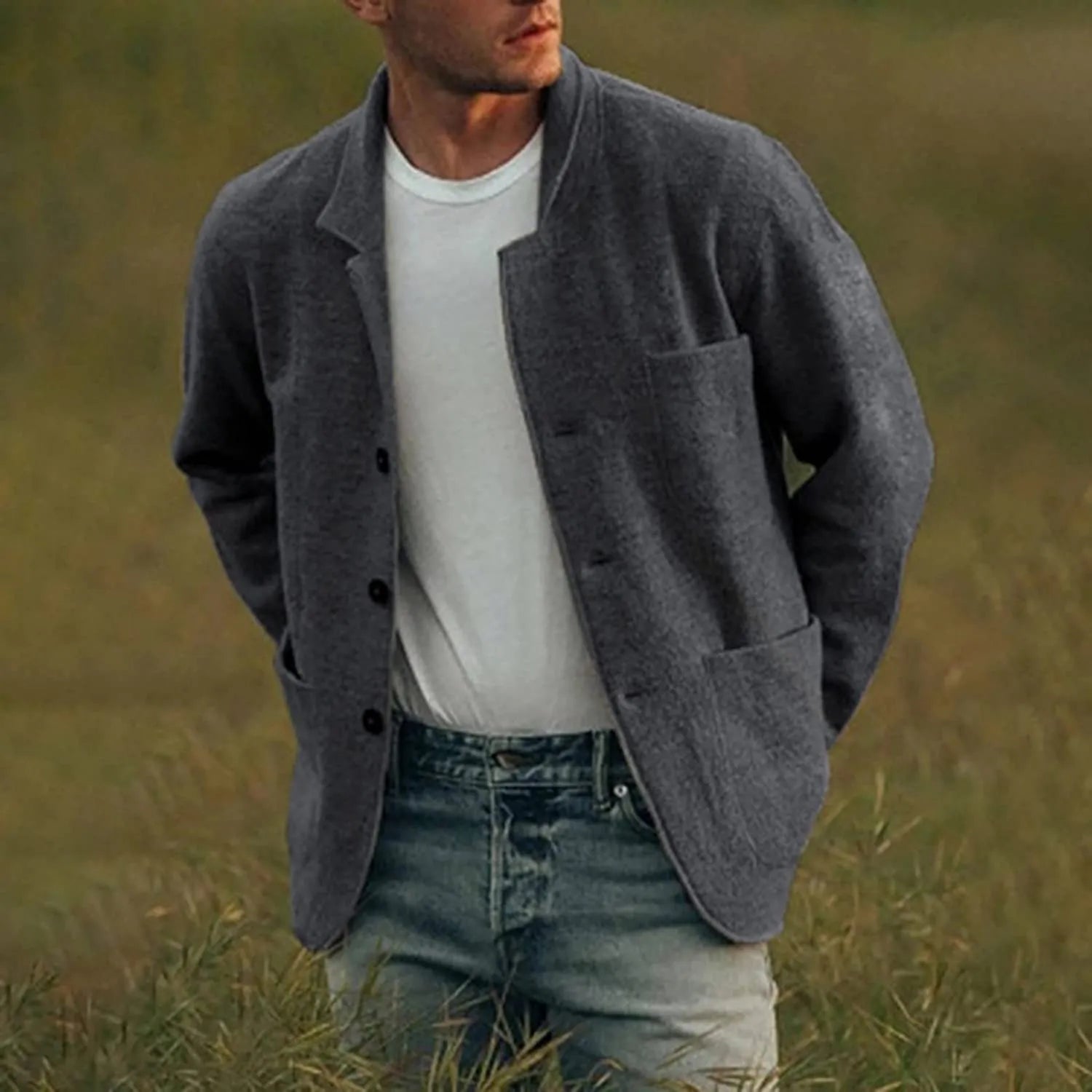 Herren Sakko Casual Stil 100% Baumwolle Modische Passform 2