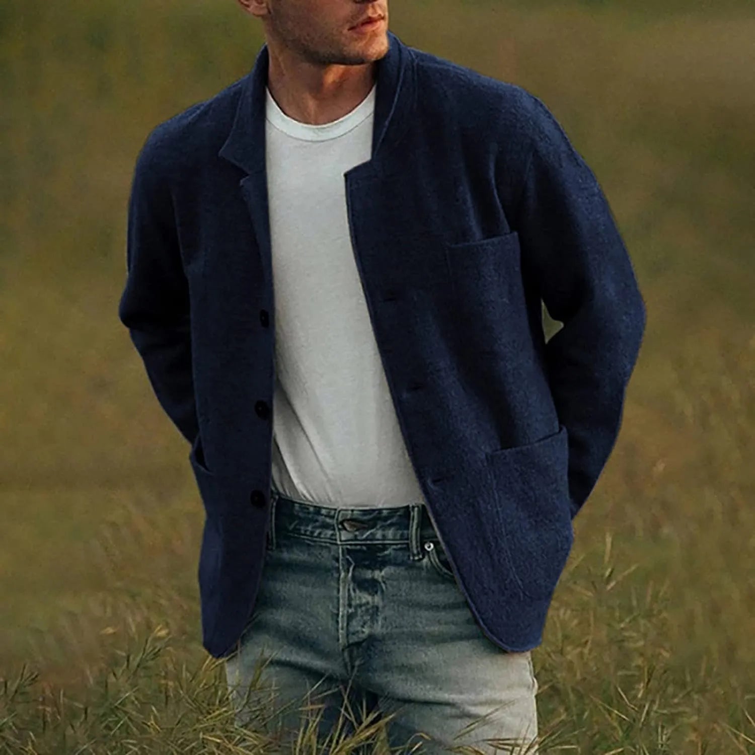 Herren Sakko Casual Stil 100% Baumwolle Modische Passform 3