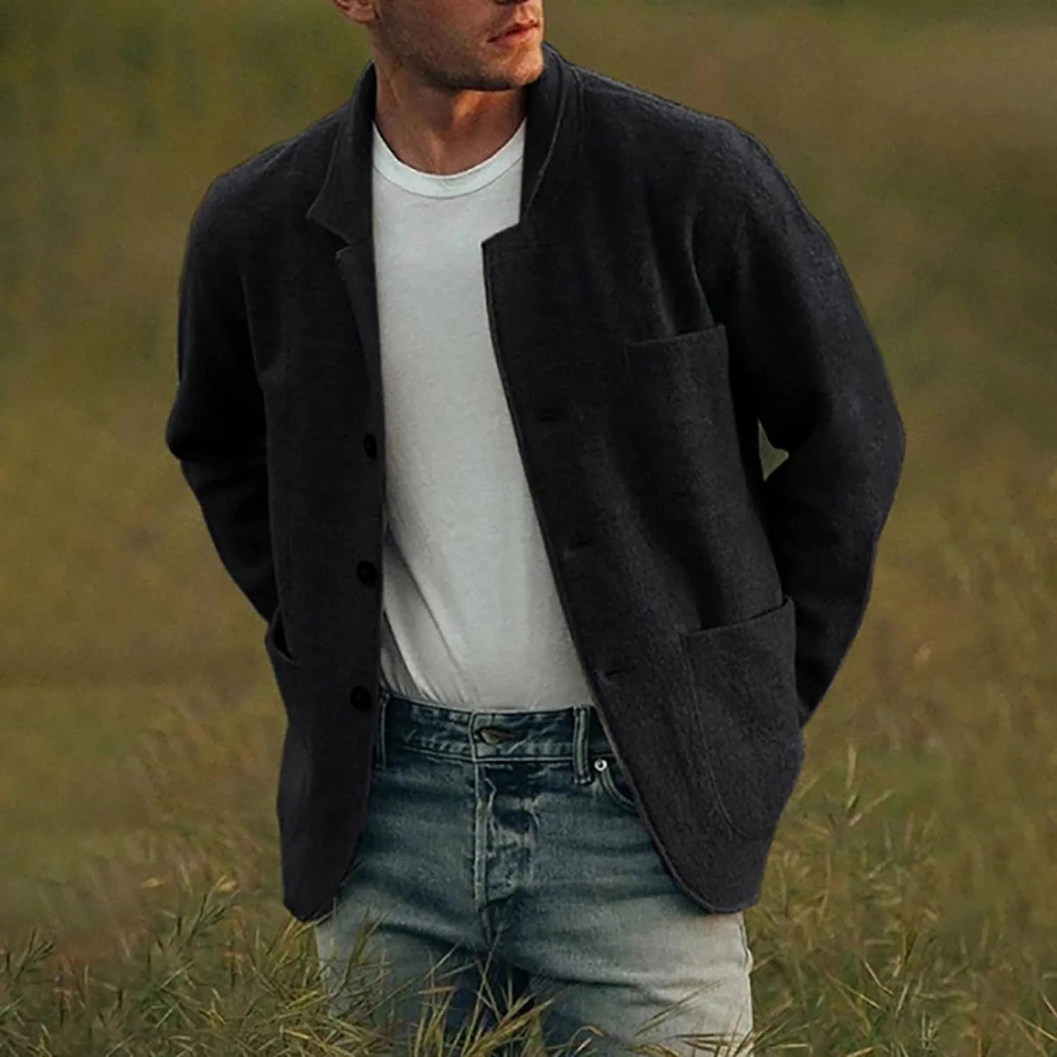 Herren Sakko Casual Stil 100% Baumwolle Modische Passform 4