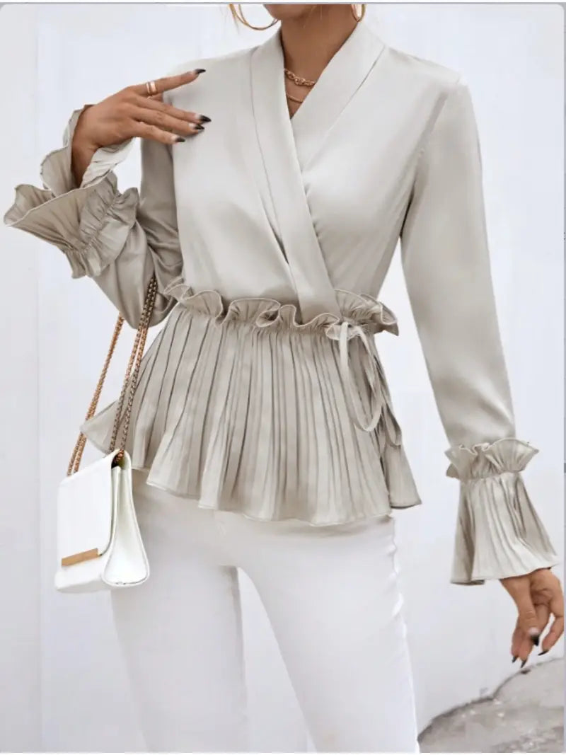 Damen Bluse Elegante Satin Schnittführung Leichtes Material für Festliche Anlässe-4