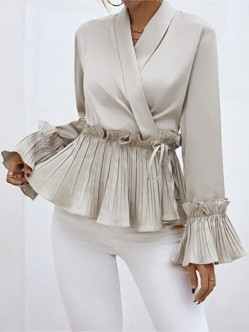 Damen Bluse Elegante Satin Schnittführung Leichtes Material für Festliche Anlässe-3