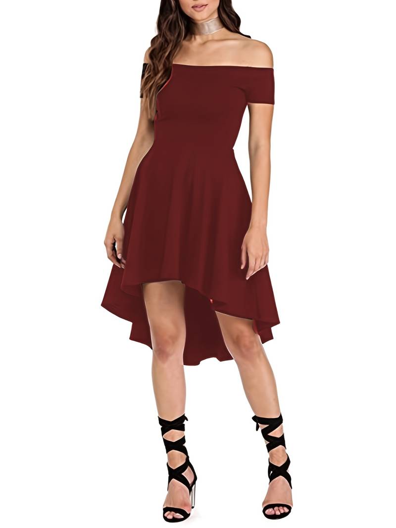 Damen Abendkleid Off-the-Shoulder Elegante Silhouette Hochwertiger Stoff 5