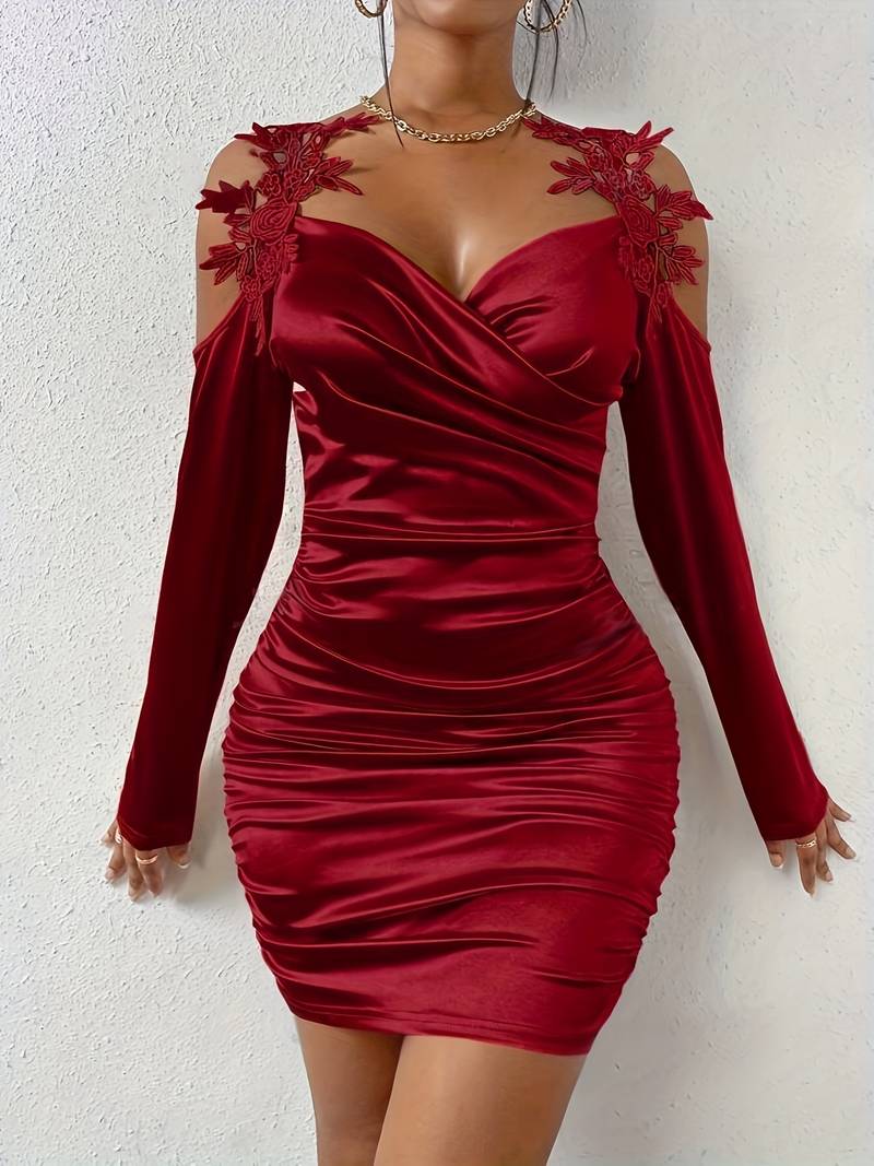 Variant image for Damen Rüschenkleid Schulterfrei Elegantes Festliches Kleid für Hochzeitsgast aus Hochwertigem Stoff-9