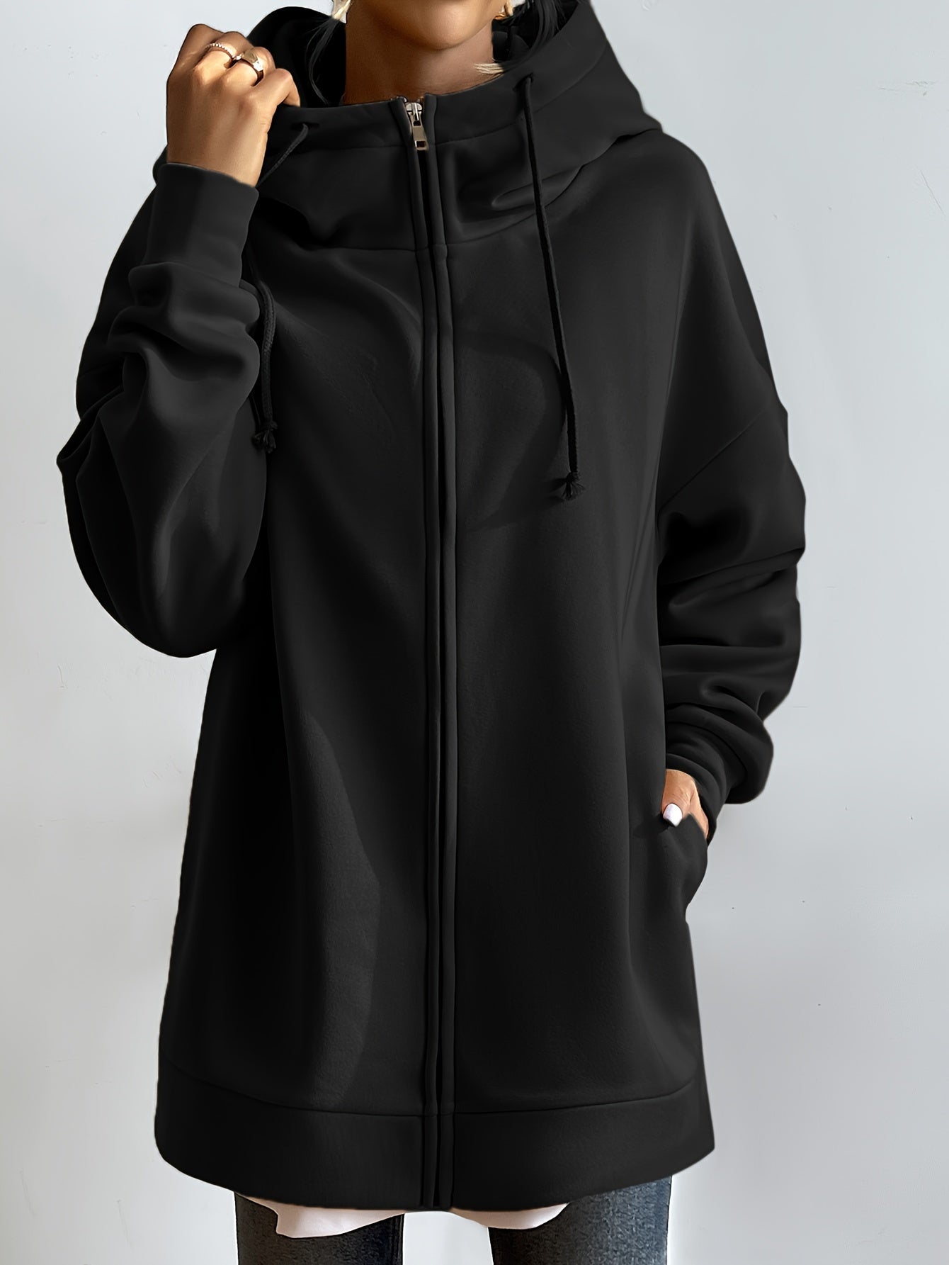 Variant image for Damen Sport Hoodie Lässig mit Reißverschluss Baumwolle-1