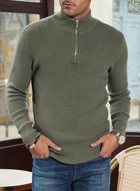 Herrenpullover Zipper Italienisches Design Baumwollmischung-4