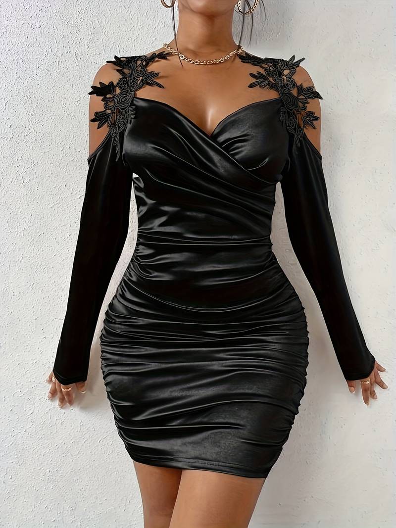 Variant image for Damen Rüschenkleid Schulterfrei Elegantes Festliches Kleid für Hochzeitsgast aus Hochwertigem Stoff-17