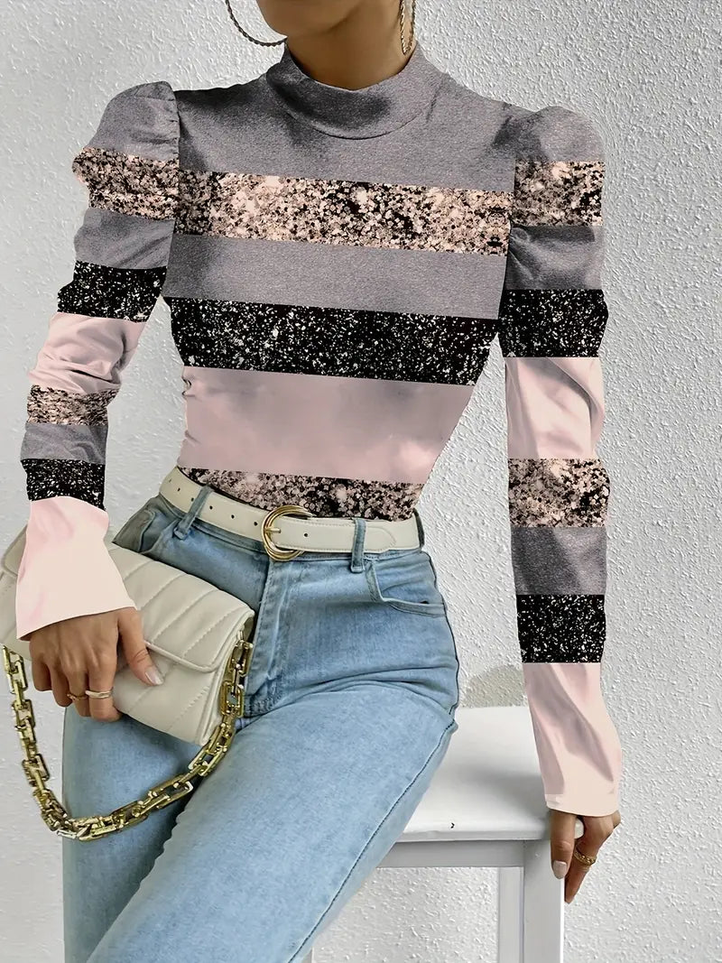 Variant image for Damen Satin Top Festlich Blumenmuster Elegantes Oberteil-41