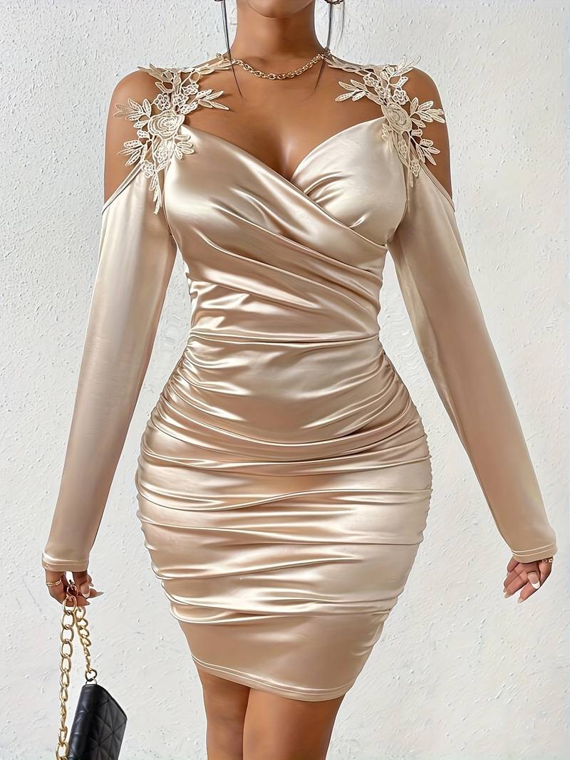 Variant image for Damen Rüschenkleid Schulterfrei Elegantes Festliches Kleid für Hochzeitsgast aus Hochwertigem Stoff-1