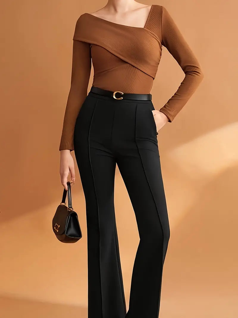 Damen Top Asymmetrischer Ausschnitt Baumwolle Festlich-5