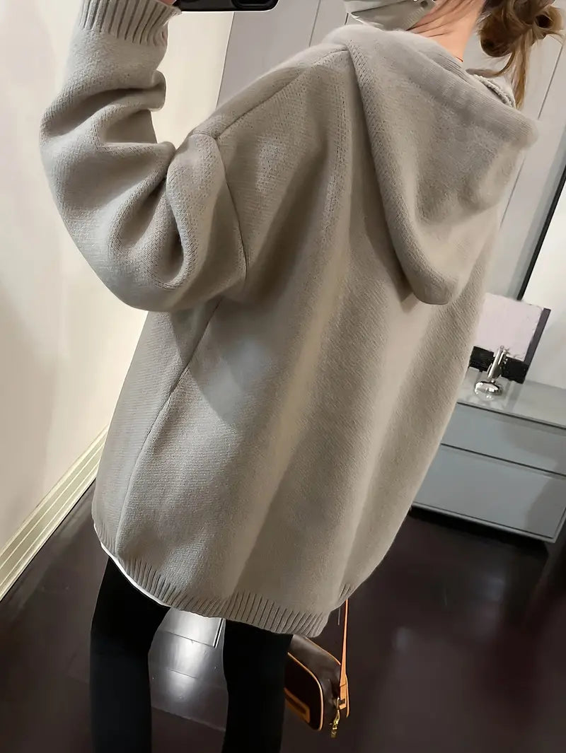 Damenpullover Kapuzenpullover Lächel-Design Baumwolle-3