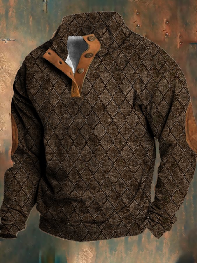 Herrenpullover Retro Stil Fleece Baumwoll-Polyester-Mischung 3