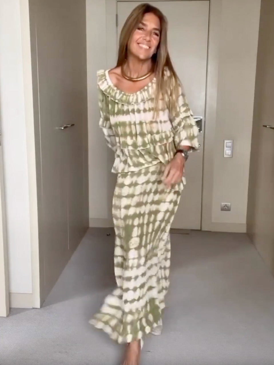 Variant image for Damen Set Langarm Bluse und Langer Rock Elegante Silhouette Hochwertiger Stoff-1