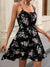 Damen Kleid Blumendruck Spaghettiträger Baumwolle für Sommerurlaub-3