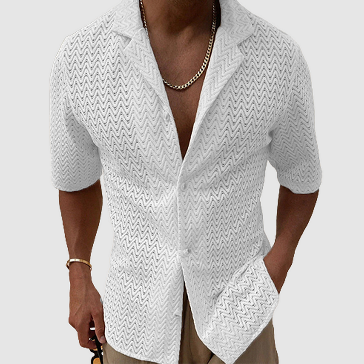 Herren Hemd Kurzarm Minimalistisch 100% Baumwolle 3