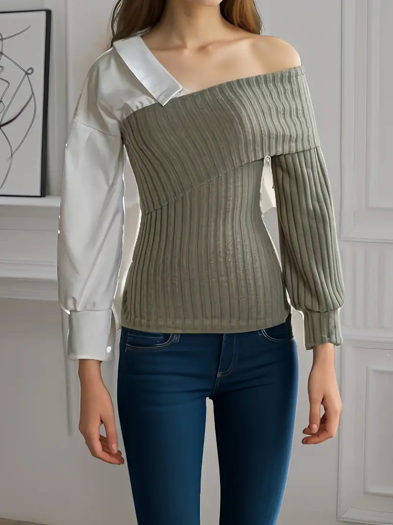 Damen Top Asymmetrisch Modernes Design Bequemer Polyester-2