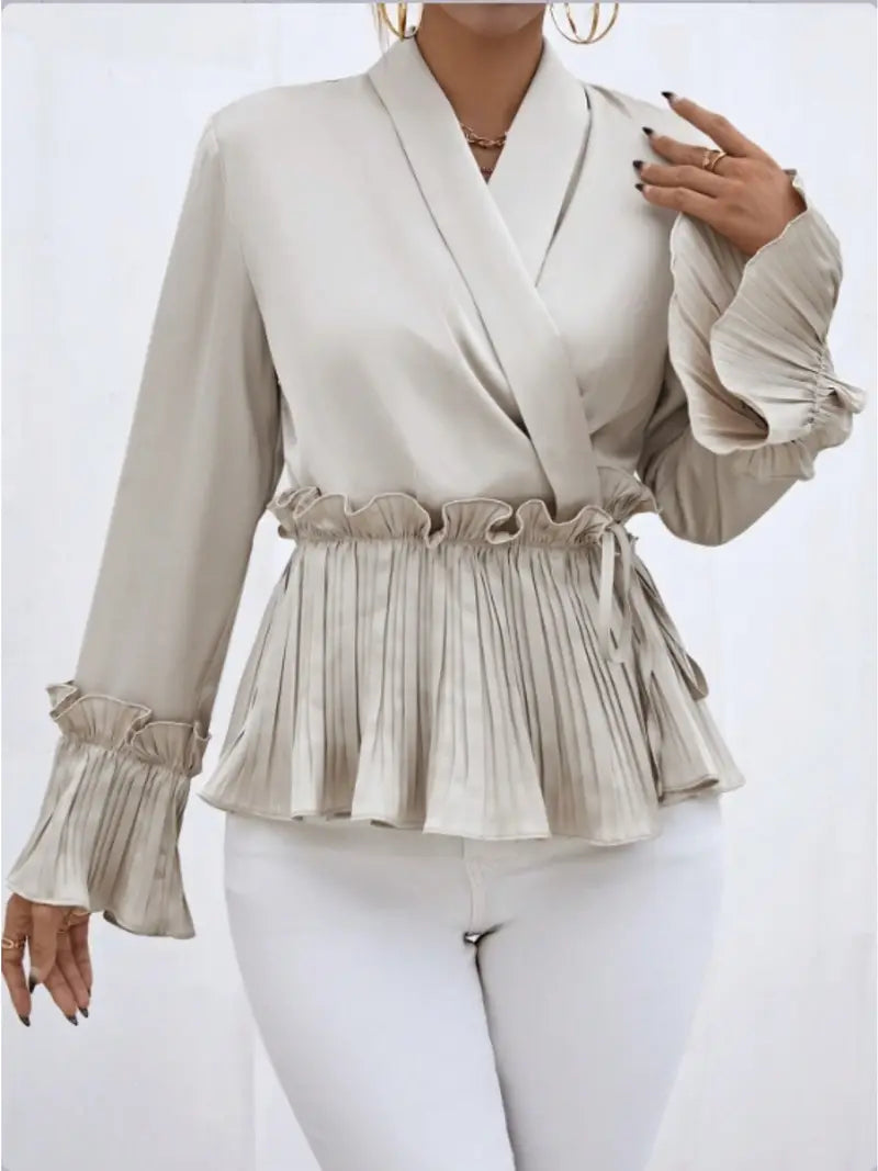 Damen Bluse Elegante Satin Schnittführung Leichtes Material für Festliche Anlässe-2